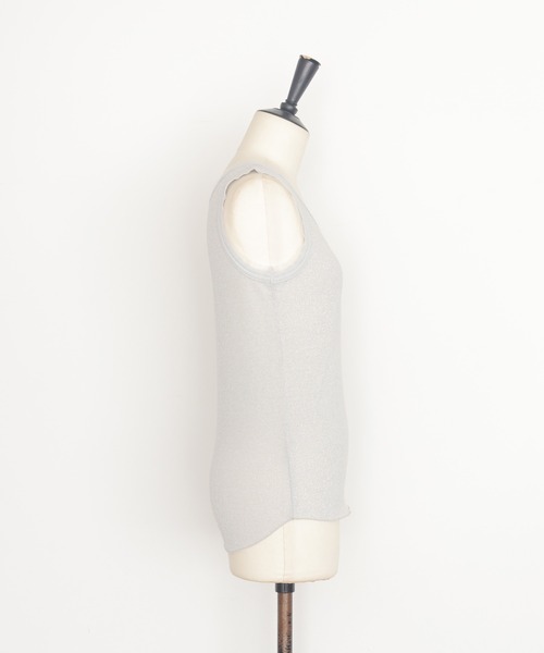 cheriella(シェリエラ)の「【cheriella】グリッターリブタンクトップ GLITTER RIB TANK TOP(Tシャツ/カットソー・レディース・グレー/オフホワイト/ライム・FREE)」の4枚目の写真