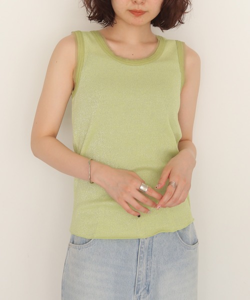 cheriella(シェリエラ)の「【cheriella】グリッターリブタンクトップ GLITTER RIB TANK TOP(Tシャツ/カットソー・レディース・グレー/オフホワイト/ライム・FREE)」の19枚目の写真