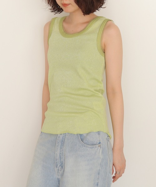 cheriella(シェリエラ)の「【cheriella】グリッターリブタンクトップ GLITTER RIB TANK TOP(Tシャツ/カットソー・レディース・グレー/オフホワイト/ライム・FREE)」の21枚目の写真