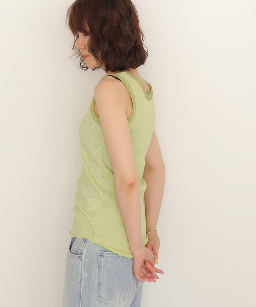 cheriella(シェリエラ)の「【cheriella】グリッターリブタンクトップ GLITTER RIB TANK TOP(Tシャツ/カットソー・レディース・グレー/オフホワイト/ライム・FREE)」の20枚目の写真