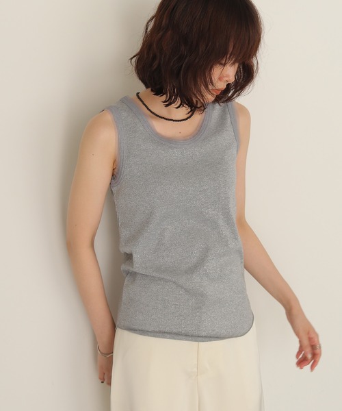 cheriella(シェリエラ)の「【cheriella】グリッターリブタンクトップ GLITTER RIB TANK TOP(Tシャツ/カットソー・レディース・グレー/オフホワイト/ライム・FREE)」の13枚目の写真