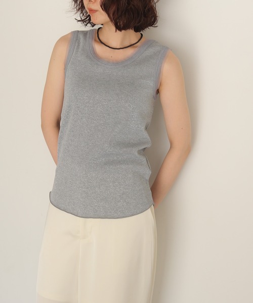 cheriella(シェリエラ)の「【cheriella】グリッターリブタンクトップ GLITTER RIB TANK TOP(Tシャツ/カットソー・レディース・グレー/オフホワイト/ライム・FREE)」の14枚目の写真