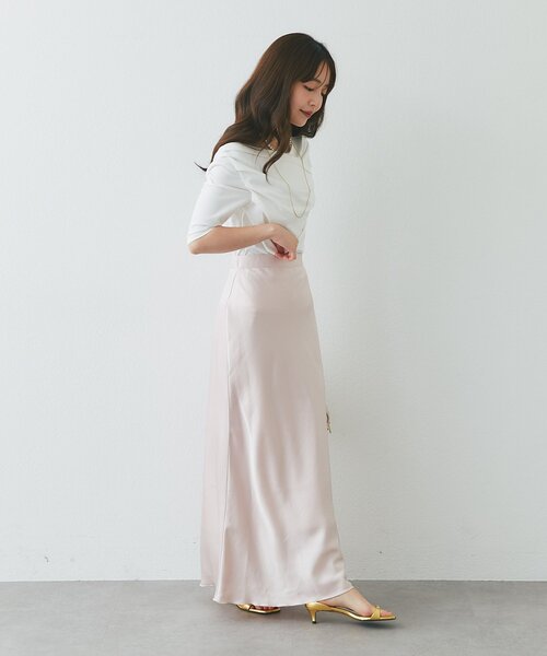 La boutique BonBon(ラブティックボンボン)の「【2サイズ展開あり・全骨格着映え】ドレープカシュクールハーフスリーブカットソー(Tシャツ/カットソー・レディース・オフホワイト/ピンク/ブラウン・SMALL/FREE)」の8枚目の写真