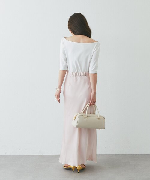 La boutique BonBon(ラブティックボンボン)の「【2サイズ展開あり・全骨格着映え】ドレープカシュクールハーフスリーブカットソー(Tシャツ/カットソー・レディース・オフホワイト/ピンク/ブラウン・SMALL/FREE)」の9枚目の写真