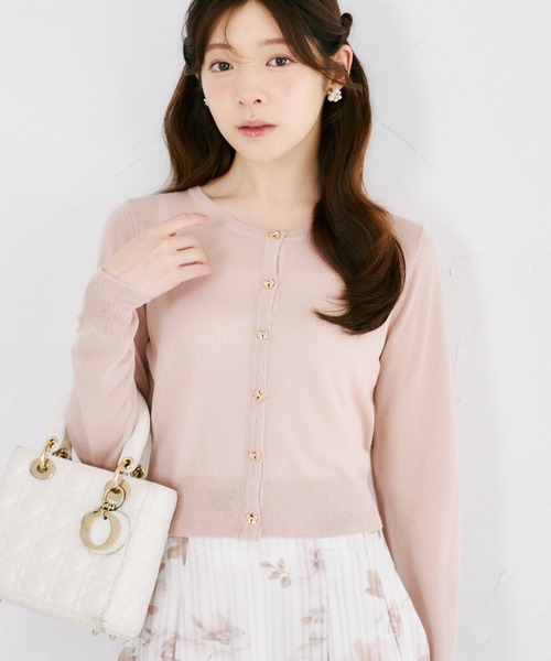 tocco closet（トッコ　クローゼット）の「ＵＶカット＆接触冷感＆花粉防止＆ハンドウォッシュ♪リボン釦シアーカーディガン（カーディガン/ボレロ・レディース・ブラック/オフホワイト/ピンクベージュ・M）」の3枚目の写真