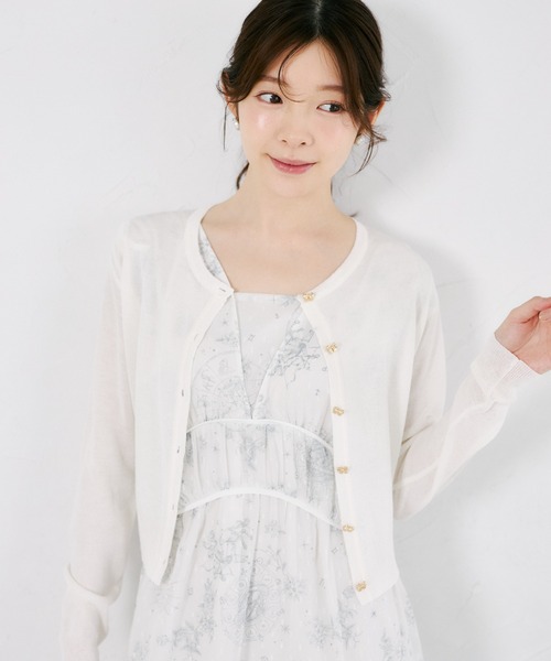 tocco closet（トッコ　クローゼット）の「ＵＶカット＆接触冷感＆花粉防止＆ハンドウォッシュ♪リボン釦シアーカーディガン（カーディガン/ボレロ・レディース・ブラック/オフホワイト/ピンクベージュ・M）」の21枚目の写真