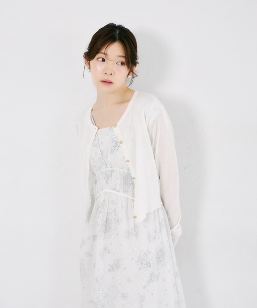 tocco closet（トッコ　クローゼット）の「ＵＶカット＆接触冷感＆花粉防止＆ハンドウォッシュ♪リボン釦シアーカーディガン（カーディガン/ボレロ・レディース・ブラック/オフホワイト/ピンクベージュ・M）」の20枚目の写真