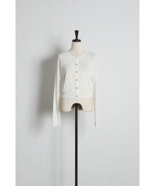tocco closet（トッコ　クローゼット）の「ＵＶカット＆接触冷感＆花粉防止＆ハンドウォッシュ♪リボン釦シアーカーディガン（カーディガン/ボレロ・レディース・ブラック/オフホワイト/ピンクベージュ・M）」の7枚目の写真