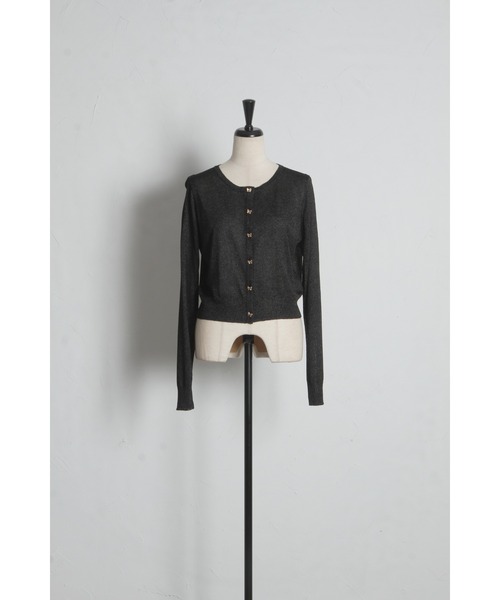 tocco closet（トッコ　クローゼット）の「ＵＶカット＆接触冷感＆花粉防止＆ハンドウォッシュ♪リボン釦シアーカーディガン（カーディガン/ボレロ・レディース・ブラック/オフホワイト/ピンクベージュ・M）」の8枚目の写真