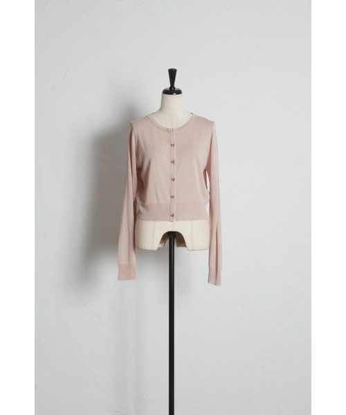 tocco closet（トッコ　クローゼット）の「ＵＶカット＆接触冷感＆花粉防止＆ハンドウォッシュ♪リボン釦シアーカーディガン（カーディガン/ボレロ・レディース・ブラック/オフホワイト/ピンクベージュ・M）」の9枚目の写真