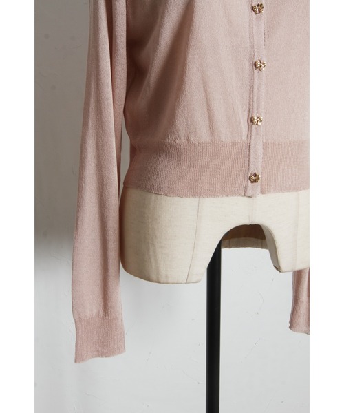 tocco closet（トッコ　クローゼット）の「ＵＶカット＆接触冷感＆花粉防止＆ハンドウォッシュ♪リボン釦シアーカーディガン（カーディガン/ボレロ・レディース・ブラック/オフホワイト/ピンクベージュ・M）」の14枚目の写真
