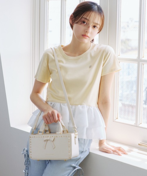 JILL by JILL STUART（ジルバイジルスチュアート）の「スタッズリボンバッグ（ショルダーバッグ・レディース・ホワイト/ブラック/ピンク・FREE）」の7枚目の写真