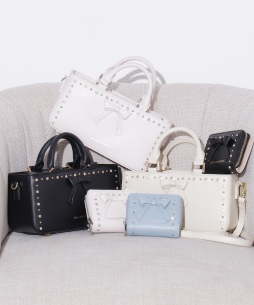 JILL by JILL STUART（ジルバイジルスチュアート）の「スタッズリボンバッグ（ショルダーバッグ・レディース・ホワイト/ブラック/ピンク・FREE）」の4枚目の写真