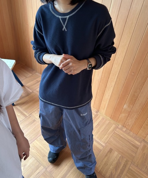 BROKEN BASE(ブロークンベース)の「Waffle Long-Sleeve Tee / ワッフルロングスリーブTee(Tシャツ/カットソー・メンズ・グリーン系/ネイビー系・LARGE/MEDIUM)」の8枚目の写真