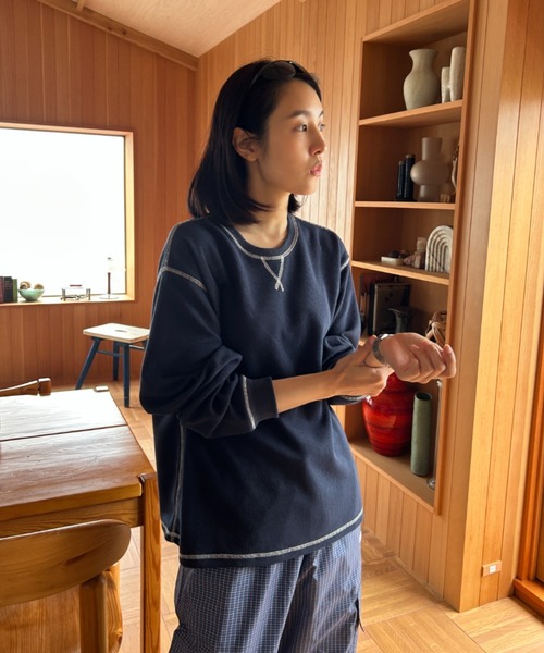 BROKEN BASE(ブロークンベース)の「Waffle Long-Sleeve Tee / ワッフルロングスリーブTee(Tシャツ/カットソー・メンズ・グリーン系/ネイビー系・LARGE/MEDIUM)」の9枚目の写真