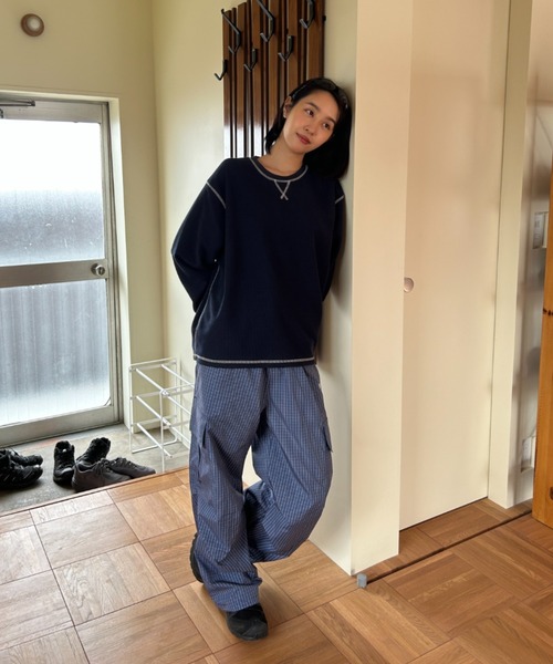 BROKEN BASE(ブロークンベース)の「Waffle Long-Sleeve Tee / ワッフルロングスリーブTee(Tシャツ/カットソー・メンズ・グリーン系/ネイビー系・LARGE/MEDIUM)」の4枚目の写真