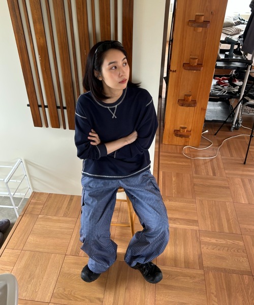 BROKEN BASE(ブロークンベース)の「Waffle Long-Sleeve Tee / ワッフルロングスリーブTee(Tシャツ/カットソー・メンズ・グリーン系/ネイビー系・LARGE/MEDIUM)」の6枚目の写真