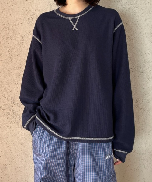 BROKEN BASE(ブロークンベース)の「Waffle Long-Sleeve Tee / ワッフルロングスリーブTee(Tシャツ/カットソー・メンズ・グリーン系/ネイビー系・LARGE/MEDIUM)」の14枚目の写真