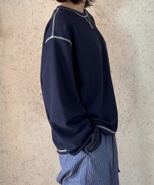 BROKEN BASE(ブロークンベース)の「Waffle Long-Sleeve Tee / ワッフルロングスリーブTee(Tシャツ/カットソー・メンズ・グリーン系/ネイビー系・LARGE/MEDIUM)」の15枚目の写真