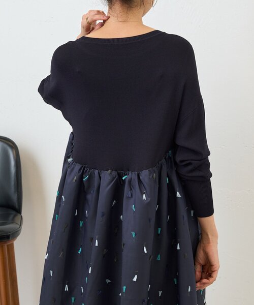 BEARDSLEY(ビアズリー)の「《ZOZO先行販売開始》フェザー刺繍コンビワンピ(ワンピース・レディース・ネイビー・FREE)」の8枚目の写真