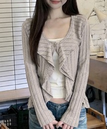 フロントフリルニットトップス