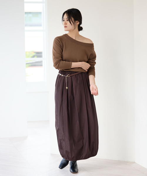 IENA(イエナ)の「ブライトボリュームコクーンスカート(スカート・レディース・ブラウン/チャコールグレー・36/38)」の4枚目の写真