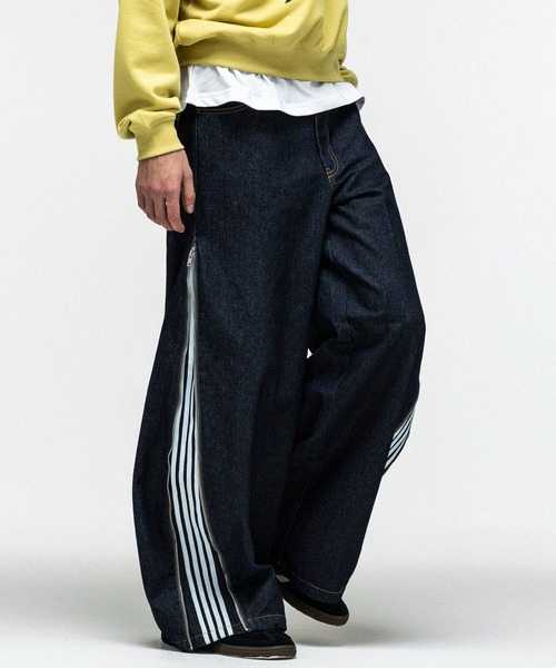 ILL'S(イルズ)の「2way SIDE ZIP BARREL-LEG DENIM PANTS / 2wayサイドジップバレルレッグデニムパンツ バギーパンツ ワイド サイドライン メンズ レディース ユニセックス(その他パンツ・メンズ・ブルー/グレー/ブラック・L/M)」の11枚目の写真