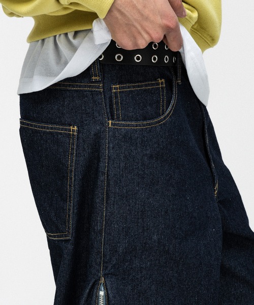 ILL'S(イルズ)の「2way SIDE ZIP BARREL-LEG DENIM PANTS / 2wayサイドジップバレルレッグデニムパンツ バギーパンツ ワイド サイドライン メンズ レディース ユニセックス(その他パンツ・メンズ・ブルー/グレー/ブラック・L/M)」の14枚目の写真