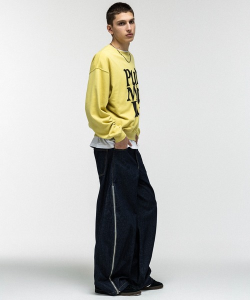 ILL'S(イルズ)の「2way SIDE ZIP BARREL-LEG DENIM PANTS / 2wayサイドジップバレルレッグデニムパンツ バギーパンツ ワイド サイドライン メンズ レディース ユニセックス(その他パンツ・メンズ・ブルー/グレー/ブラック・L/M)」の18枚目の写真