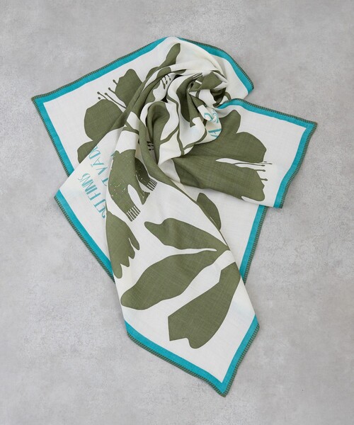 collex（コレックス）の「Deco Flora ウールシルクスカーフ（ストール/ショール・レディース・イエロー/モスグリーン・フリー）」の2枚目の写真