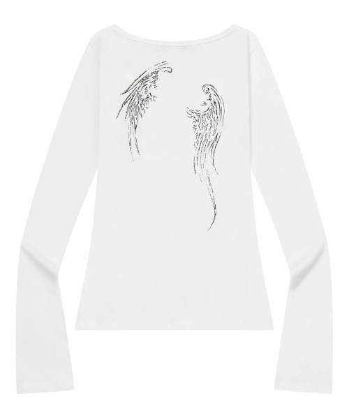 MUCENT(ムセント)の「A'GEM/9 × .kom 『MUCENT/ムセント』 ETHER ANGEL WINGS LONG SLEEVE TEE/ETHER エンゼル羽長袖Tシャツ(Tシャツ/カットソー・レディース・ブラック/ホワイト・FREE)」の8枚目の写真