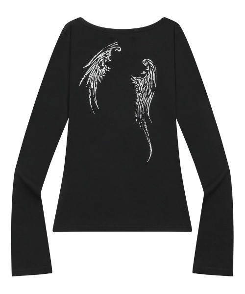 MUCENT(ムセント)の「A'GEM/9 × .kom 『MUCENT/ムセント』 ETHER ANGEL WINGS LONG SLEEVE TEE/ETHER エンゼル羽長袖Tシャツ(Tシャツ/カットソー・レディース・ブラック/ホワイト・FREE)」の3枚目の写真
