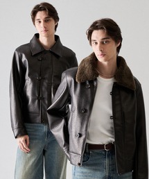 CLEL(�N���C��)�́yCLEL�z2way Boa Collar Deep Texture Blouson / 2way �݃{�A �f�B�[�v�e�N�X�`���[�u���]��(�u���]��)