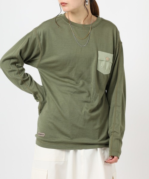 ICEPEAK（アイスピーク）の「ICEPEAK YVES アイスピック 長袖Tシャツ（Tシャツ/カットソー・レディース・カーキ/オレンジ・M/L）」の2枚目の写真