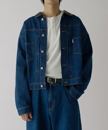 衿PUレザーデニムトラッカージャケット