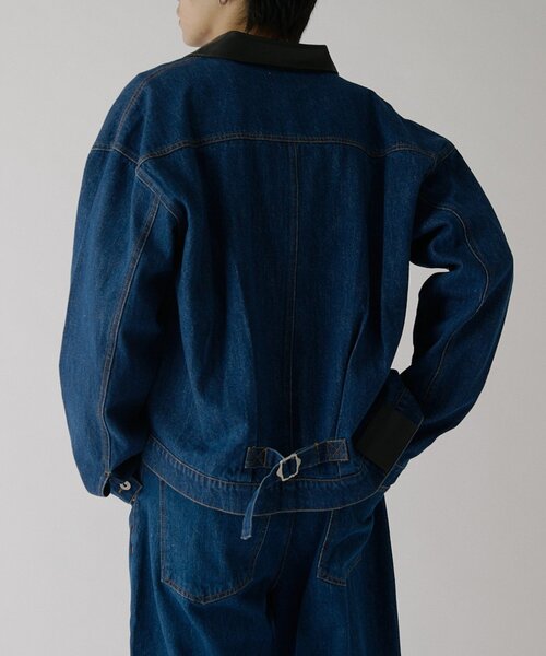 goocy(グーシー)の「衿PUレザーデニムトラッカージャケット(ブルゾン・メンズ・ネイビー/サックスブルー/ブラック・MEDIUM/LARGE)」の17枚目の写真