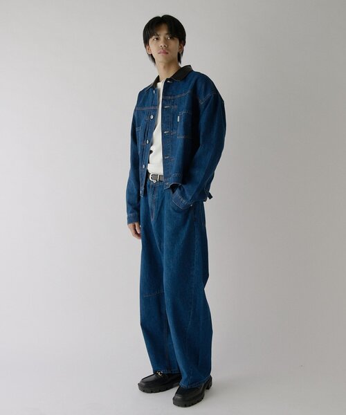 goocy(グーシー)の「衿PUレザーデニムトラッカージャケット(ブルゾン・メンズ・ネイビー/サックスブルー/ブラック・MEDIUM/LARGE)」の18枚目の写真