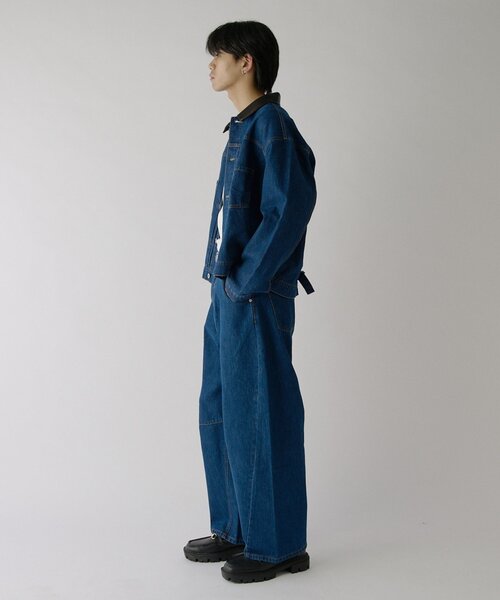 goocy(グーシー)の「衿PUレザーデニムトラッカージャケット(ブルゾン・メンズ・ネイビー/サックスブルー/ブラック・MEDIUM/LARGE)」の19枚目の写真