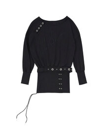 アイレットベルト付き2WAYスウェットシャツ(ブラック) / 26FWSS001BK