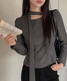 ボウタイデザイン パフスリーブブラウス