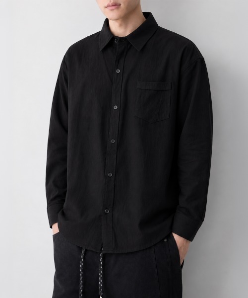 AsaAura(アサオーラ)の「メンズ長袖シャツ綿麻風トップス韓国風秋服(シャツ/ブラウス・メンズ・ライトブルー/ホワイト/ベージュ/ブラック/ダークグレー・FREE)」の9枚目の写真