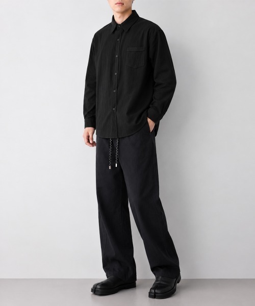 AsaAura(アサオーラ)の「メンズ長袖シャツ綿麻風トップス韓国風秋服(シャツ/ブラウス・メンズ・ライトブルー/ホワイト/ベージュ/ブラック/ダークグレー・FREE)」の12枚目の写真