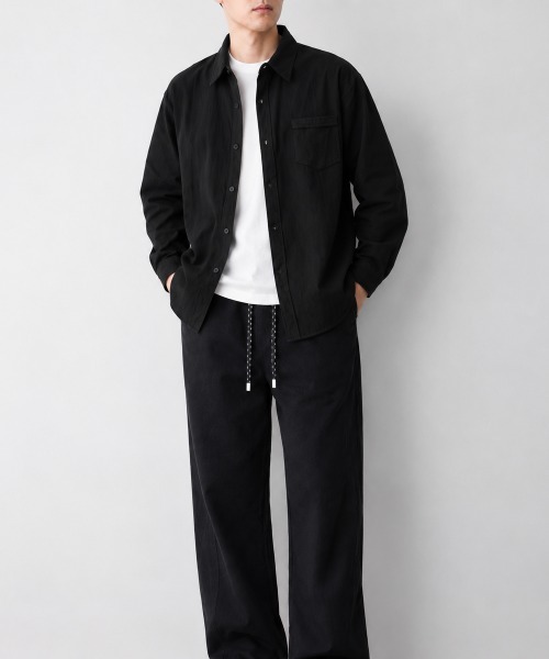 AsaAura(アサオーラ)の「メンズ長袖シャツ綿麻風トップス韓国風秋服(シャツ/ブラウス・メンズ・ライトブルー/ホワイト/ベージュ/ブラック/ダークグレー・FREE)」の13枚目の写真