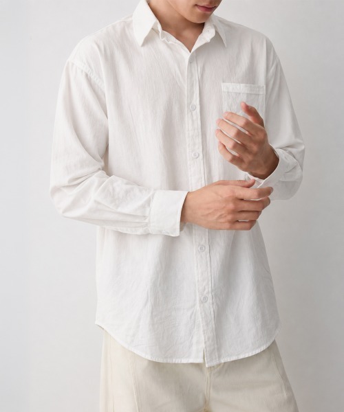 AsaAura(アサオーラ)の「メンズ長袖シャツ綿麻風トップス韓国風秋服(シャツ/ブラウス・メンズ・ライトブルー/ホワイト/ベージュ/ブラック/ダークグレー・FREE)」の17枚目の写真