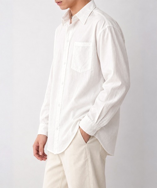 AsaAura(アサオーラ)の「メンズ長袖シャツ綿麻風トップス韓国風秋服(シャツ/ブラウス・メンズ・ライトブルー/ホワイト/ベージュ/ブラック/ダークグレー・FREE)」の19枚目の写真