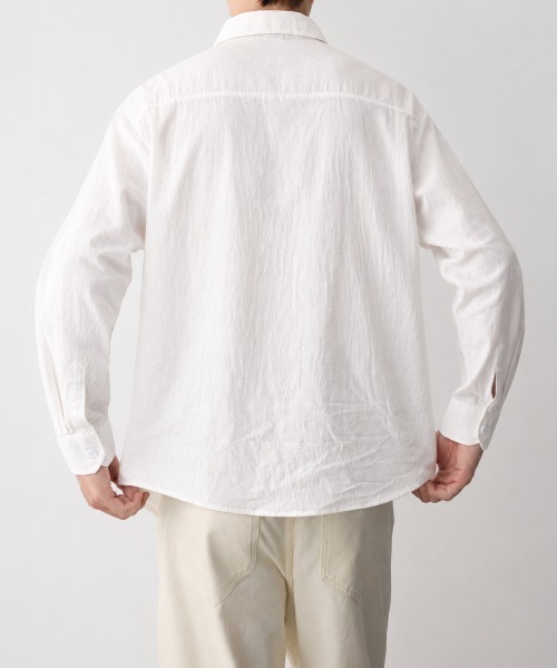 AsaAura(アサオーラ)の「メンズ長袖シャツ綿麻風トップス韓国風秋服(シャツ/ブラウス・メンズ・ライトブルー/ホワイト/ベージュ/ブラック/ダークグレー・FREE)」の20枚目の写真