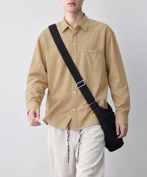 AsaAura(アサオーラ)の「メンズ長袖シャツ綿麻風トップス韓国風秋服(シャツ/ブラウス・メンズ・ライトブルー/ホワイト/ベージュ/ブラック/ダークグレー・FREE)」の21枚目の写真
