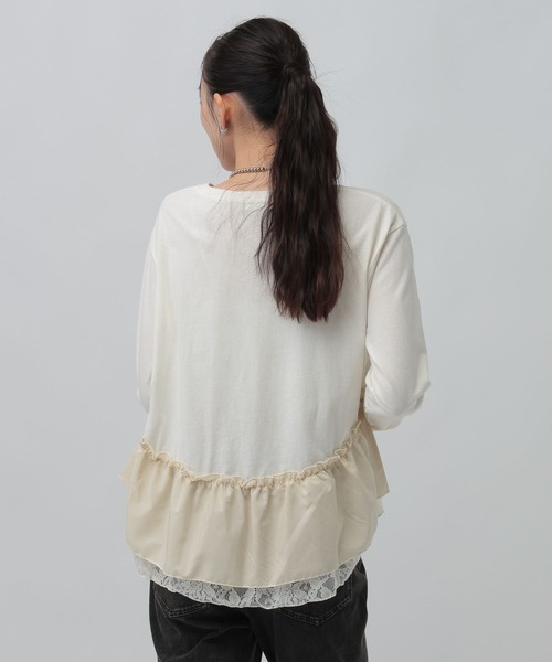 LEPSIM(レプシィム)の「異素材ヘムドッキングプルオーバー 1080842(Tシャツ/カットソー・レディース・アイボリー/ブラック/カーキ・FREE)」の8枚目の写真
