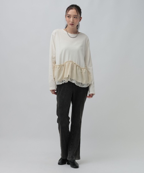 LEPSIM(レプシィム)の「異素材ヘムドッキングプルオーバー 1080842(Tシャツ/カットソー・レディース・アイボリー/ブラック/カーキ・FREE)」の7枚目の写真