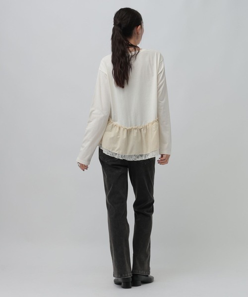 LEPSIM(レプシィム)の「異素材ヘムドッキングプルオーバー 1080842(Tシャツ/カットソー・レディース・アイボリー/ブラック/カーキ・FREE)」の6枚目の写真